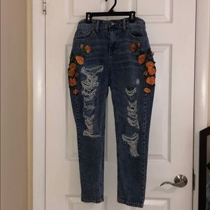 Floral Ripped Jeans Size 5